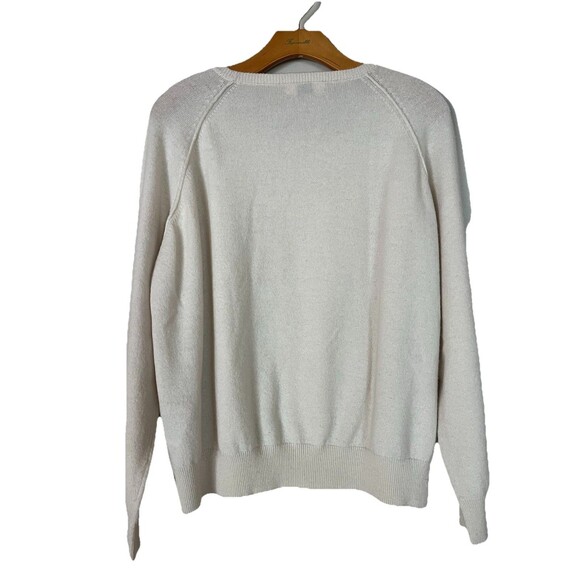 Opaque Ivory 100% Cashmere Sweater, Crew Neck, Raglan Sleeve Accent, Women Large - Picture 5 of 8